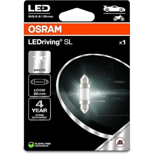 OSRAM LEDriving SL, C5W (36mm), White 6000K, Blister (1 Lamp), LED Retrofit, Offroad Use Only