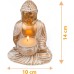 MIJOMA Gold & White Vintage Look Polyresin Buddha Figurine 14-34 cm Height Optional with Tea Light Holder - Spiritual Peace and Elegance (10 x 8.5 x 14 cm with Tea Light Holder)