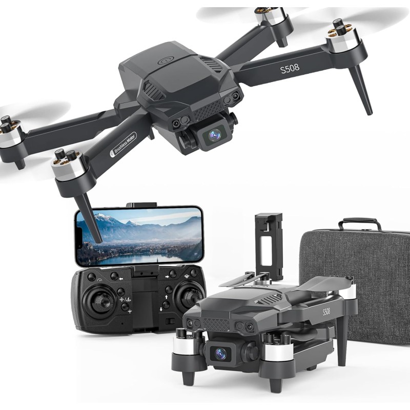 S508 Drone with Camera 720P HD, 90° Adjustable Lens, Foldable FPV Drone for Adults Beginners, WiFi App, 3D Flip, Auto Hold, Optical Stream Positioning, Waypoint Flight