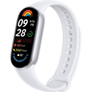 XIAOMI Smart Band 9 Fitness Tracker, AMOLED Display with 1200 Nits, Sp02 Tracking, Sleep and Heart Rate Monitor, Notifications, 5ATM Waterproof, Mi Fit App, Glacier Silver
