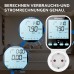 Wattmeter Socket, Digital Electricity Meter, Maxcio with 7 Modes, Energy Saving Socket with Backlit LCD Display, Power Monitoring for Large Appliances