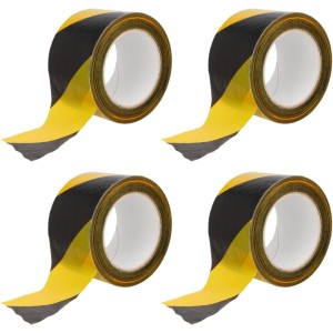 Amig - 4-er Set Absperrband | Hergestellt aus Niederdruck-Polyethylen LDPE | Maße: 200 m Länge x 70 mm Breite | Signalband zur Abgrenzung von Sicherheitsbereichen | Farbe: Gelb und Schwarz