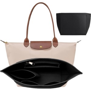 Handbag Organiser, M Wallet Organiser for Longchamp, Felt Bag Organiser with Multiple Pockets, Large Capacity Handbag Insert, Purse Accessories for Longchamp Carry Bag (M)