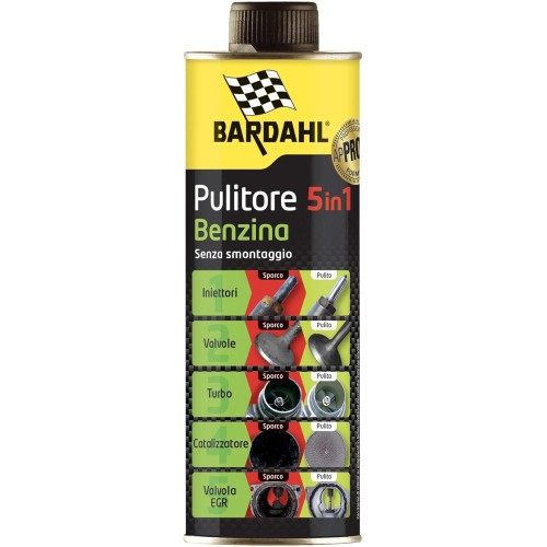 Bardahl - 5 in 1 Petrol Cleaner Multifunctional Additive for Complete Cleaning of Petrol Engines, Increases Power and Performance, 500 ml