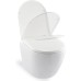 Rimless Toilet with Toilet Lid, Hanging Toilet Made of Ceramic, Modern Toilet Set, Toilet Lid D Shape (White)