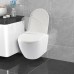 Rimless Toilet with Toilet Lid, Hanging Toilet Made of Ceramic, Modern Toilet Set, Toilet Lid D Shape (White)