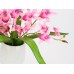 Artificial Flower Orchid Dendrobium 38 cm with Leaves in Planter Artificial Flower Artificial Orchid Artificial Phalaenopsis Like Real Orchid Branches Artificial Plant Plant Wedding Decoration Silk