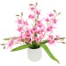Artificial Flower Orchid Dendrobium 38 cm with Leaves in Planter Artificial Flower Artificial Orchid Artificial Phalaenopsis Like Real Orchid Branches Artificial Plant Plant Wedding Decoration Silk
