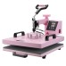 VEVOR Heat Press 15 x 15 Inch 8-in-1 Heat Transfer Machine with 6-30oz Tumbler Press, 360° Swivel T-Shirt Pressing, Digital Precision Control, for T-shirts/Cups/Hats/Plates, Pink