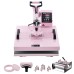 VEVOR Heat Press 15 x 15 Inch 8-in-1 Heat Transfer Machine with 6-30oz Tumbler Press, 360° Swivel T-Shirt Pressing, Digital Precision Control, for T-shirts/Cups/Hats/Plates, Pink
