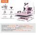 VEVOR Heat Press 15 x 15 Inch 8-in-1 Heat Transfer Machine with 6-30oz Tumbler Press, 360° Swivel T-Shirt Pressing, Digital Precision Control, for T-shirts/Cups/Hats/Plates, Pink