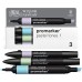 Winsor & Newton 0290187 ProMarker Set - Pastel Shades 1, 3 Layout Markers in a Set, with 2 Tips, Fine and Wide for Drawings, Design and Layouts