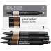 Winsor & Newton 0290184 ProMarker Set - Brown Tones, 3 Layout Markers in a Set, with 2 Tips, Fine and Wide for Drawings, Design and Layouts