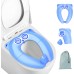 SURFOU Foldable Toilet Seat Children, Toilet Seat for Kids On the Go, Toilet Attachment for Children from 1 2 3 4 Years, Travel Mobile Baby Seat Reducer Toilet Child Seat Blue Cartoon