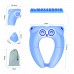 SURFOU Foldable Toilet Seat Children, Toilet Seat for Kids On the Go, Toilet Attachment for Children from 1 2 3 4 Years, Travel Mobile Baby Seat Reducer Toilet Child Seat Blue Cartoon