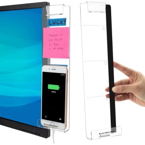 Ruzister Pack of 2 Office Desk Accessories, Monitor, Memo Board, Computer Message Board, Office Supplies for Women/Men, Computer Sticky Note Holder with Phone Holder