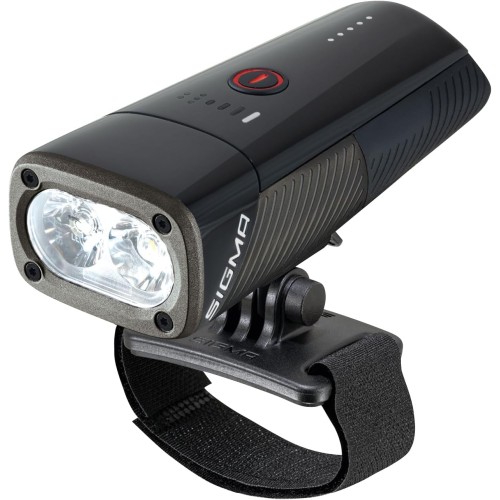 SIGMA Buster 1600HL Helmet Light with 1600 Lumens Rechargeable Helmet Light with 6 Light Modes Excellent Light Image Thanks to Innovative Double Lens with Osram LED Colour: Black