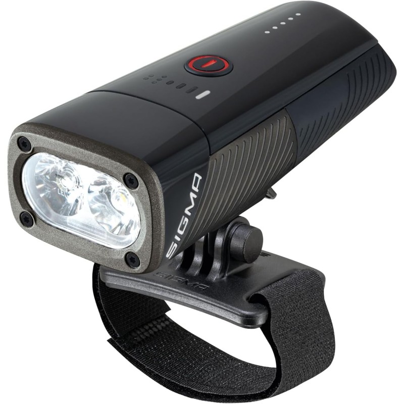 SIGMA Buster 1600HL Helmet Light with 1600 Lumens Rechargeable Helmet Light with 6 Light Modes Excellent Light Image Thanks to Innovative Double Lens with Osram LED Colour: Black