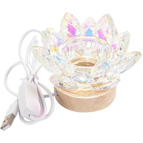 LED Candle Holder, Crystal Lotus Flower Candle Holder, Glass Tea Light Candle Holder Decoration for Christmas, Home, Wedding, Party (Colourful)