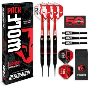 RED DRAGON Wolf Pack Series Brass Darts - 18 g 20 g 22 g Darts with Dart Flights and Dart Shafts (Stems) Set with Flights and Shafts (Stems) Available in Steel Tip and Soft Tip