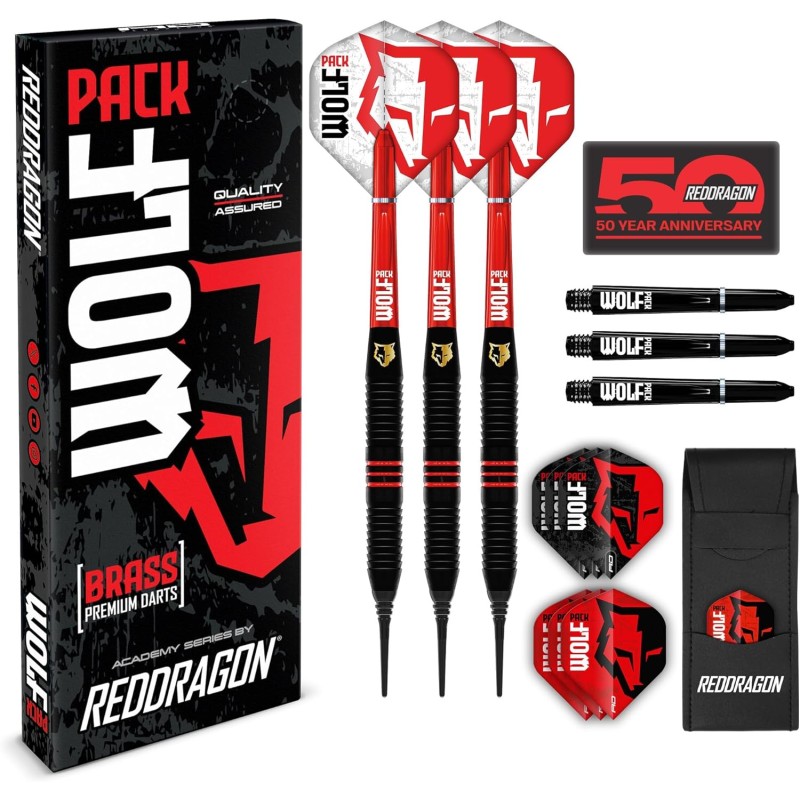 RED DRAGON Wolf Pack Series Brass Darts - 18 g 20 g 22 g Дартс с крилца и дротици (стебла) Комплект с крилца и дротици (стебла) Налични със стоманени и меки върхове