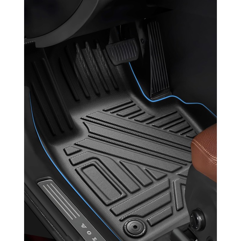 LANGBEAN Floor Mats for Volvo XC60 2025 2024 2023 2022 2021 2020 2019 2018, Floor Mats Original XC60 ICEV Made of TPE with High Edge, Non-Slip and Waterproof Accessories, Black (Pack of 3)