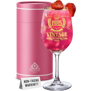 CROWNLY CRYSTAL® 1985 Gift 40th Birthday Woman Wine Glass Personalised Decoration 40th Birthday Women Gift Ideas for Women Birthday Gift for Women Birthday Card 40 Woman