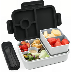 Bugucat Children's Lunch Box with Compartments, 1300 ml, Lunch Box Children Leak-Proof with 5 Compartments, Bento Box Lunch Box with Compartments for Adults, Lunch Box, Breakfast Box for Girls and