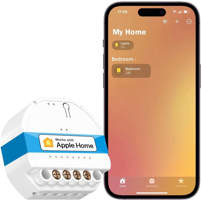 Meross WLAN Switch Flush-Mounted MSS810, Neutral Conductor Required, Switch for Light Control, Remote Control & Voice Control, Compatible with Apple HomeKit, Alexa and Google Home, Pack of 1