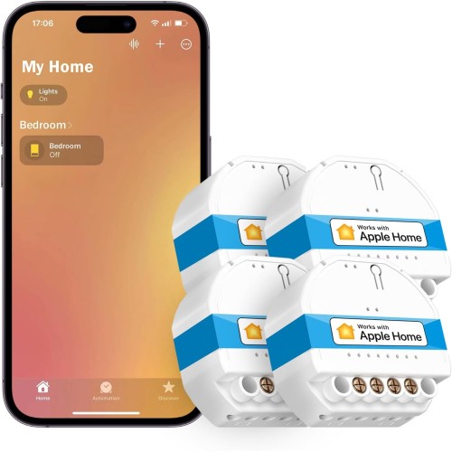 Meross WLAN Switch Flush-Mounted MSS810, Neutral Conductor Required, Switch for Light Control, Remote Control & Voice Control, Compatible with Apple HomeKit, Alexa and Google Home, Pack of 4