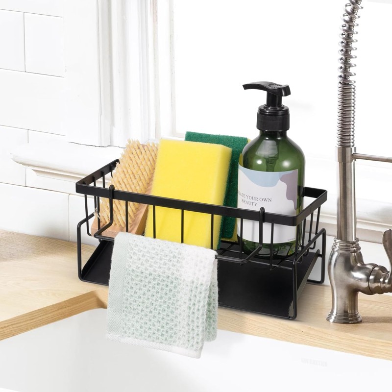 LUXECOVE Stainless Steel Tray Stand, Sink Organiser, Sponge Tray Stand, Kitchen Organiser