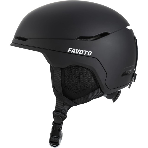 Favoto ски каска за възрастни Снежна каска - Снежна каска за мъже с регулируема вентилация Зимна спортна каска за сноуборд, колоездене, моторни шейни M (54-58 cm) Черна