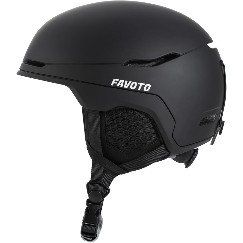 Favoto ски каска за възрастни Снежна каска - Снежна каска за мъже с регулируема вентилация Зимна спортна каска за сноуборд, колоездене, моторни шейни M (54-58 cm) Черна