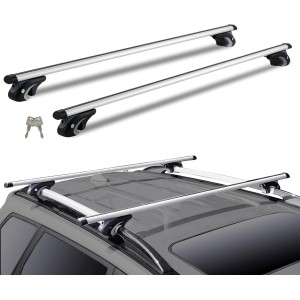 VEVOR Universal Roof Rack Car Aluminium Cross Bars 90 kg Load Capacity for Raised Side Rail with Gap Suitable Inner Distance of Roof Beam 19-101 cm Tube Diameter 28-68 mm