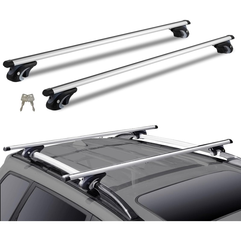 VEVOR Universal Roof Rack Car Aluminium Cross Bars 90 kg Load Capacity for Raised Side Rail with Gap Suitable Inner Distance of Roof Beam 19-113 cm Tube Diameter 28-68 mm