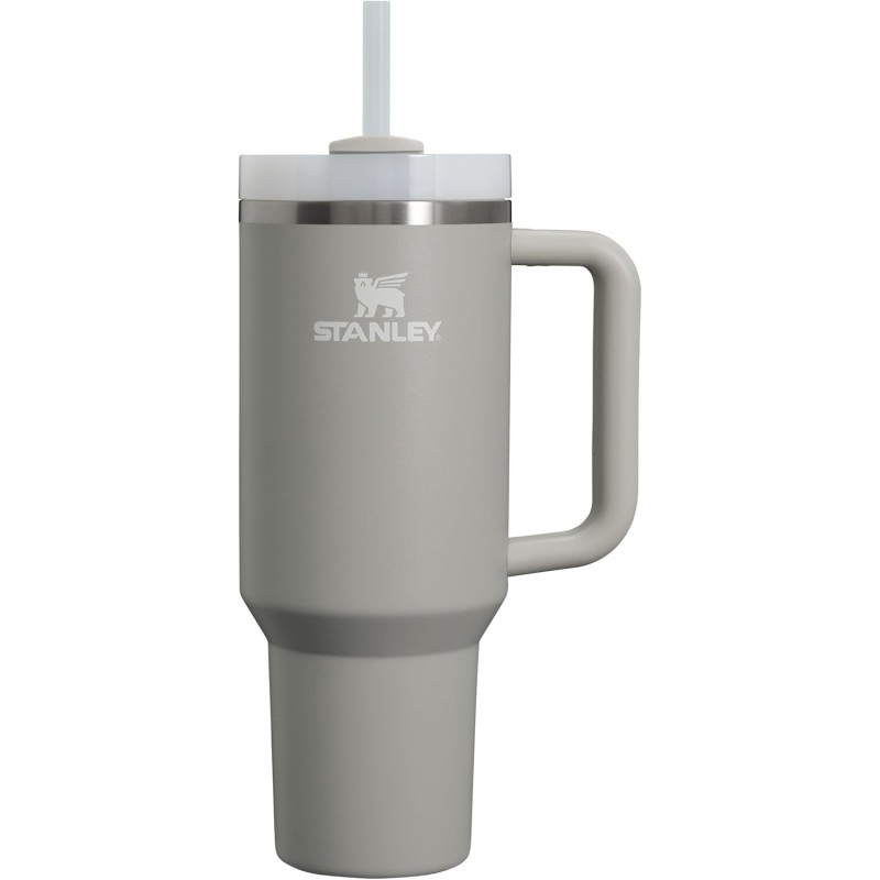 Stanley Quencher H2.0 Flowstate Drinking Bottle with Straw, 1.2 L, Thermal Mug, Cools for 11 Hours, 48 Hours, Ice-Cooled, Dishwasher Safe, Thermos Flask, BPA-Free, Stainless Steel Drinking Cup, Ash