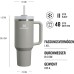 Stanley Quencher H2.0 Flowstate Drinking Bottle with Straw, 1.2 L, Thermal Mug, Cools for 11 Hours, 48 Hours, Ice-Cooled, Dishwasher Safe, Thermos Flask, BPA-Free, Stainless Steel Drinking Cup, Ash
