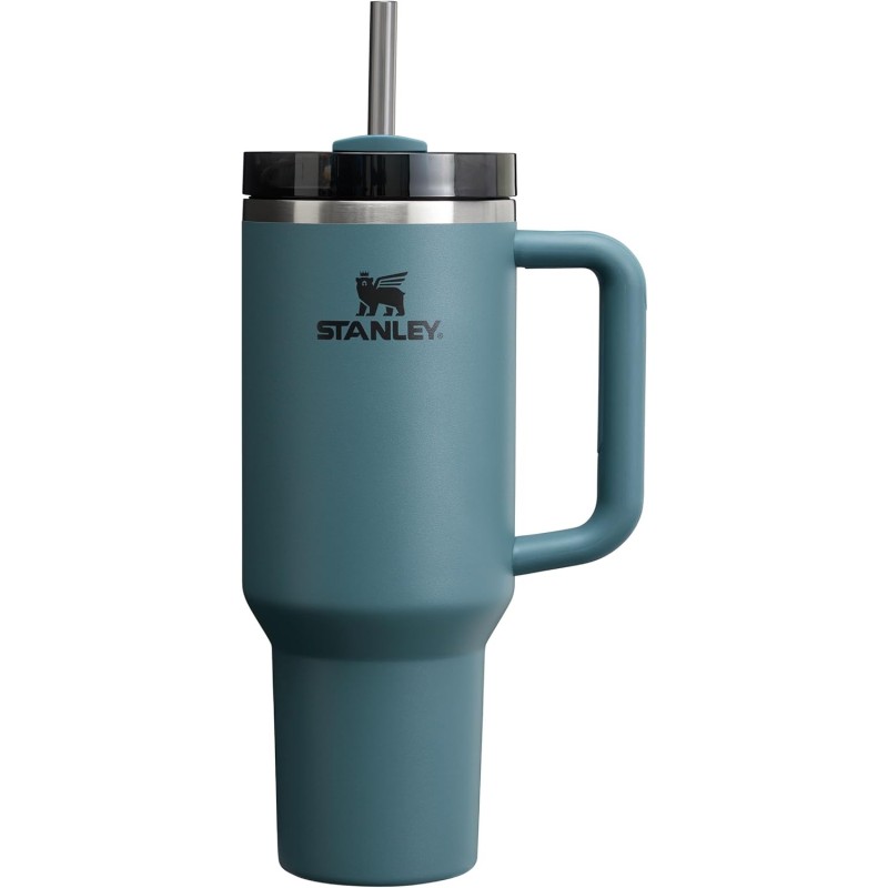 Stanley Quencher H2.0 Flowstate Drinking Bottle with Straw, 1.2 L, Thermal Mug, Cools for 11 Hours, 48 Hours, Ice Cooled, Dishwasher Safe, Thermos Flask, BPA-Free, Drinking Cup, Blue Spruce