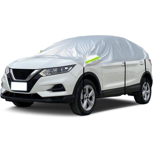 Universal Half Car Cover, Half Car Cover, All-Weather Protection with Hooks and Straps, Waterproof, Dustproof, Sun Protection, Weatherproof for SUVs Size M and Estate