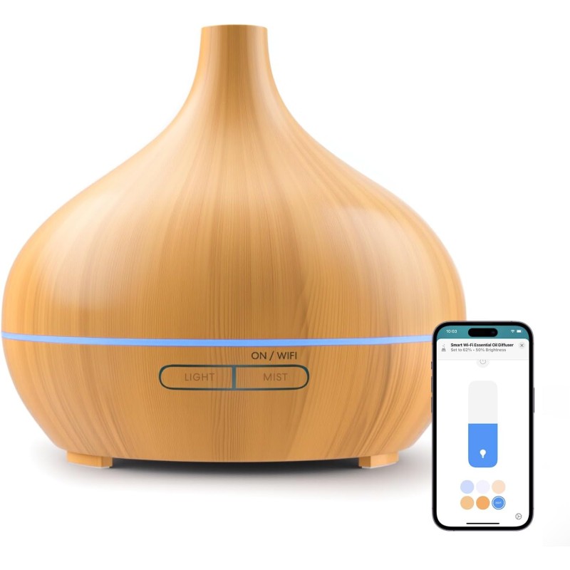 Meross Smart Aroma Diffuser Mini | 400 мл & RGB | Дистанционно управление | Гласово управление | Управляем чрез приложение и 2,4 GHz WiFi | Интелигентен овлажнител | Съвместим с Apple Home, Alexa и Google Home