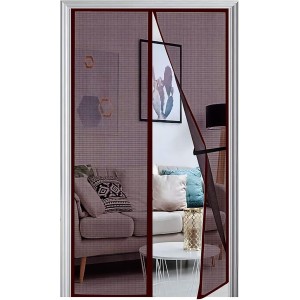 Panngu Fly Screen Balcony Door Magnetic 60 x 190 cm, 2024 подсилена мрежа против мухи, врата за тераса, врата с магнити, без пробиване, мрежа против мухи, врата за защита от насекоми за балкон, магнитна мрежа против комари, кафява