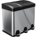 Amig - Triple Pedal Bin 45 Litre Mod. RECIK3-3 Removable 15 Litre Compartments - Kitchen Recycling Bin - Stainless Steel - 60 x 37 x 49 cm - Silver