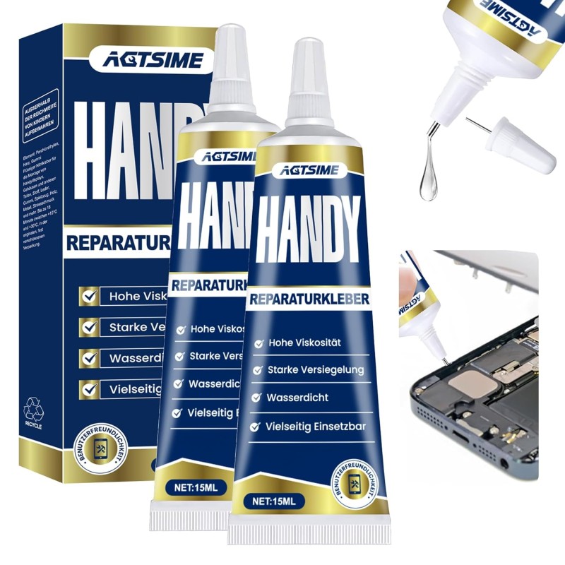 Лепило за дисплей на мобилен телефон, 15 мл x 2 Лепило за мобилен телефон, екстра силно, без толуол, мощно многофункционално лепило за електроника, части за корпуси, дисплей, сензорен екран