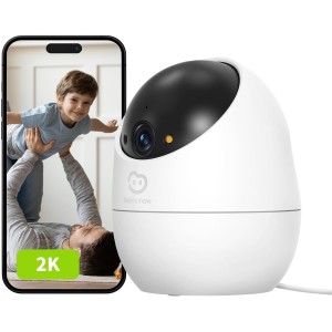 Beans View 2K Indoor Security Camera, Colour Night Vision, 360° View, WiFi Pet/Dog/Cat Camera with Human Motion Detection & Tracking, Baby Monitor, 2.4GHz (D210 3MP)