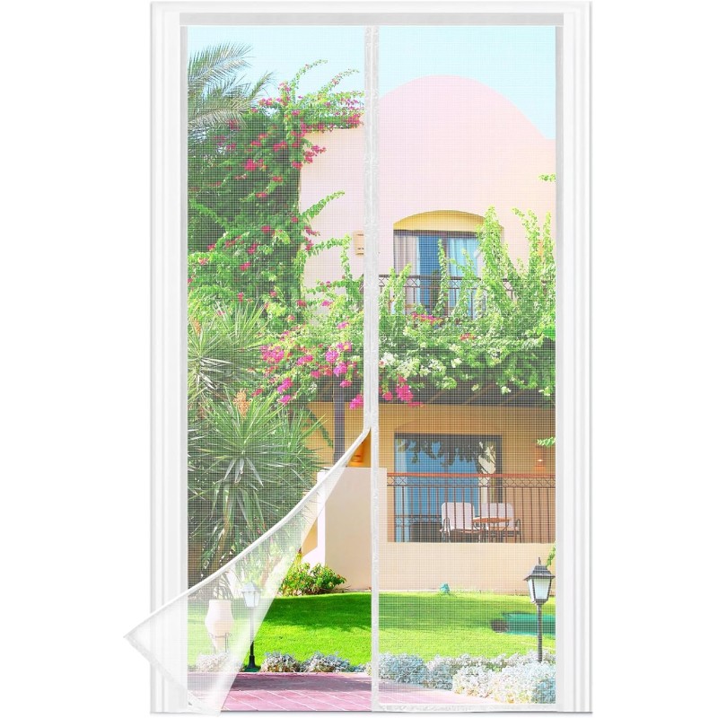 Magnetic Fly Screen Balcony Door, 140 x 240 cm, Stronger Magnets, Fly Screen Door, 3.8 cm Wide Velcro Tape, Fly Screen Doors, No Drilling, Insect Protection Balcony Door, for Balcony Door/Patio Door,
