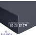 BARBONS Fitted Sheet 180 x 200 cm, 100% Cotton Fitted Sheet, OEKO-TEX Certified Bed Sheet, Jersey Bedding and Duvet Cover for Box Spring Bed and Thick Mattresses up to 25 cm, Dark Grey
