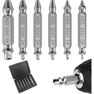 Lixiluxia 6 Piece Screw Extractor Set, Professional Screw Extractor Set, Silver Screw Remover, Screw Remover, Screw Remover, Screw Extractor for Damaged Screws