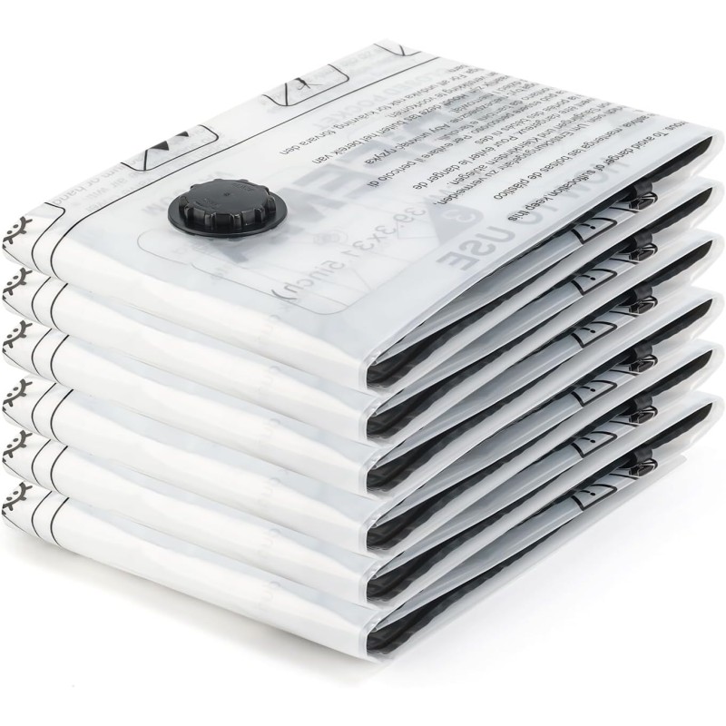 GRIFEMA Pack of 6 Vacuum Bags 70 x 50 cm - Space Saving for Bedding, Duvets, Blankets and Travel, Reusable Vacuum Bags for Clothes, GH83-5