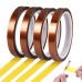4 Rolls Heat Resistant Tape, 12 mm x 33 m Polyimide Film Tape, High Temperature Tape without Residue, 3D Printer Heat Resistant Tape, for Masking, Soldering, Sublimation, Transfer (Brown)