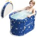 Foldable Bathtub for Shower, Freestanding Bathtub for Hot Bath and Ice Bath, Portable Ice Bath for Adults (Star Blue, Oval-Medium)